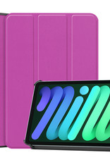 Nomfy Hoes Geschikt voor iPad Mini 6 Hoes Tri-fold Tablet Hoesje Case - Hoesje Geschikt voor iPad Mini 6 Hoesje Hardcover Bookcase - Paars