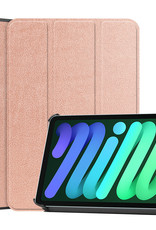 Nomfy Hoes Geschikt voor iPad Mini 6 Hoes Tri-fold Tablet Hoesje Case - Hoesje Geschikt voor iPad Mini 6 Hoesje Hardcover Bookcase - Rosé goud