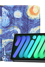 Nomfy Hoes Geschikt voor iPad Mini 6 Hoes Tri-fold Tablet Hoesje Case - Hoesje Geschikt voor iPad Mini 6 Hoesje Hardcover Bookcase - Sterrenhemel