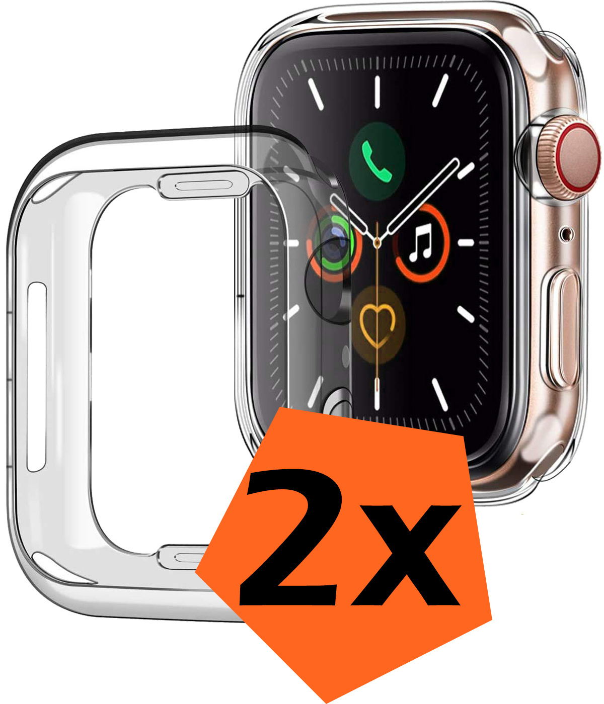 Nomfy Hoesje Geschikt voor Apple Watch Series 3 38 mm Hoes Siliconen Case Cover - Hoes Geschikt voor Apple Watch Series 3 38 mm Hoesje - Transparant - 2 PACK