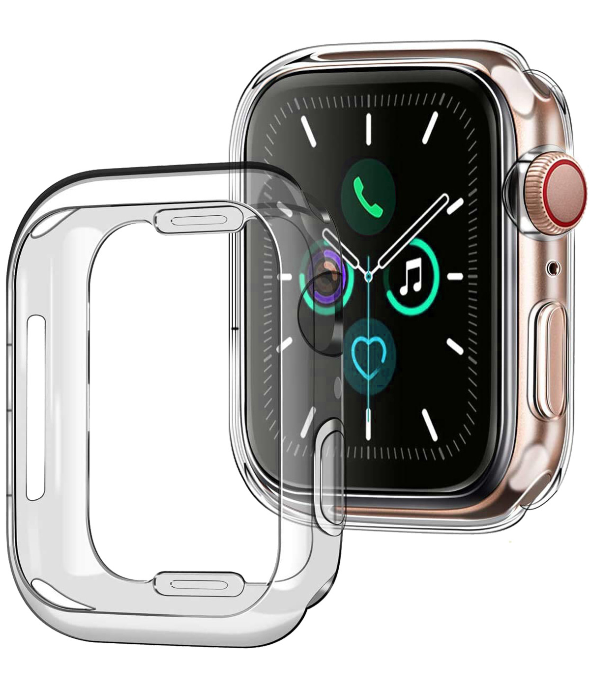NoXx Hoes Geschikt voor Apple Watch Series 6 44 mm Siliconen Case - Hoesje Geschikt voor Apple Watch Series 6 44 mm Hoesje Cover Case - Transparant