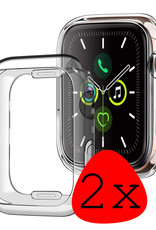 BASEY. Geschikt Voor Apple Watch SE Hoesje Siliconen 44 mm - Hoes Voor Apple Watch Siliconen Case - Geschikt voor Apple Watch Hoes Transparant - 2 Stuks