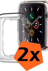 Nomfy Geschikt Voor Apple Watch SE Hoes Siliconen 44 mm - Hoes Voor Apple Watch Siliconen Case - Geschikt Voor Apple Watch SE Hoesje Transparant - 2 stuks