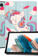 BASEY. Hoesje Geschikt voor Samsung Galaxy Tab A8 Hoes Case Tablet Hoesje Tri-fold - Hoes Geschikt voor Samsung Tab A8 Hoesje Hard Cover Bookcase Hoes - Eenhoorn