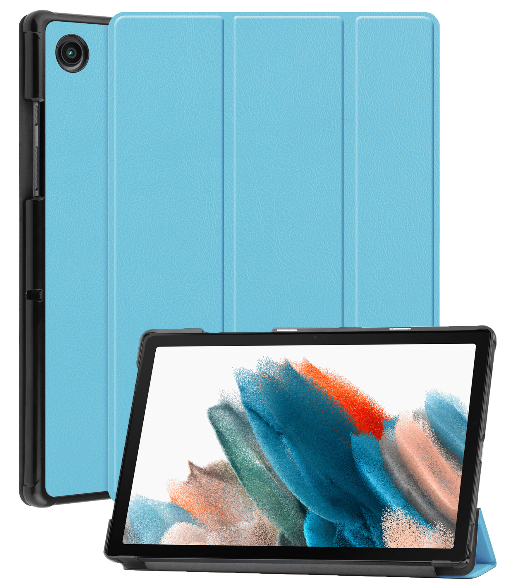 BASEY. Hoesje Geschikt voor Samsung Galaxy Tab A8 Hoes Case Tablet Hoesje Tri-fold - Hoes Geschikt voor Samsung Tab A8 Hoesje Hard Cover Bookcase Hoes - Lichtblauw