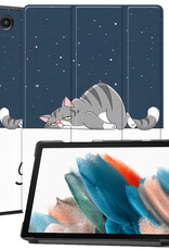 BASEY. Hoesje Geschikt voor Samsung Galaxy Tab A8 Hoes Case Tablet Hoesje Tri-fold - Hoes Geschikt voor Samsung Tab A8 Hoesje Hard Cover Bookcase Hoes - Kat