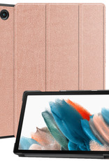 BASEY. Hoesje Geschikt voor Samsung Galaxy Tab A8 Hoes Case Tablet Hoesje Tri-fold - Hoes Geschikt voor Samsung Tab A8 Hoesje Hard Cover Bookcase Hoes - Rosé goud
