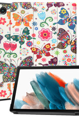 BASEY. Hoesje Geschikt voor Samsung Galaxy Tab A8 Hoes Case Tablet Hoesje Tri-fold - Hoes Geschikt voor Samsung Tab A8 Hoesje Hard Cover Bookcase Hoes - Vlinders