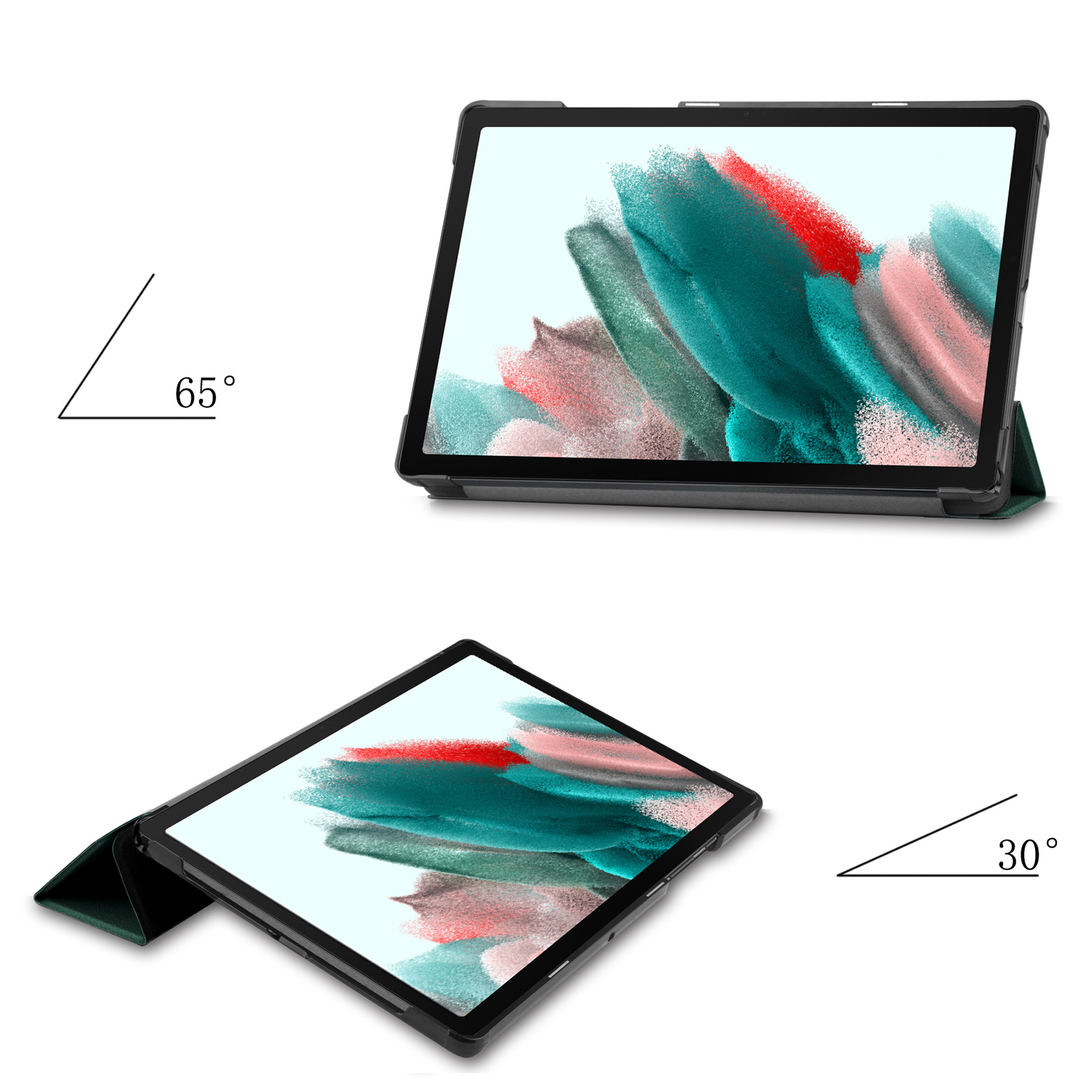 Nomfy Hoes Geschikt voor Samsung Galaxy Tab A8 Hoes Tri-fold Tablet Hoesje Case - Hoesje Geschikt voor Samsung Tab A8 Hoesje Hardcover Bookcase - Donkergroen