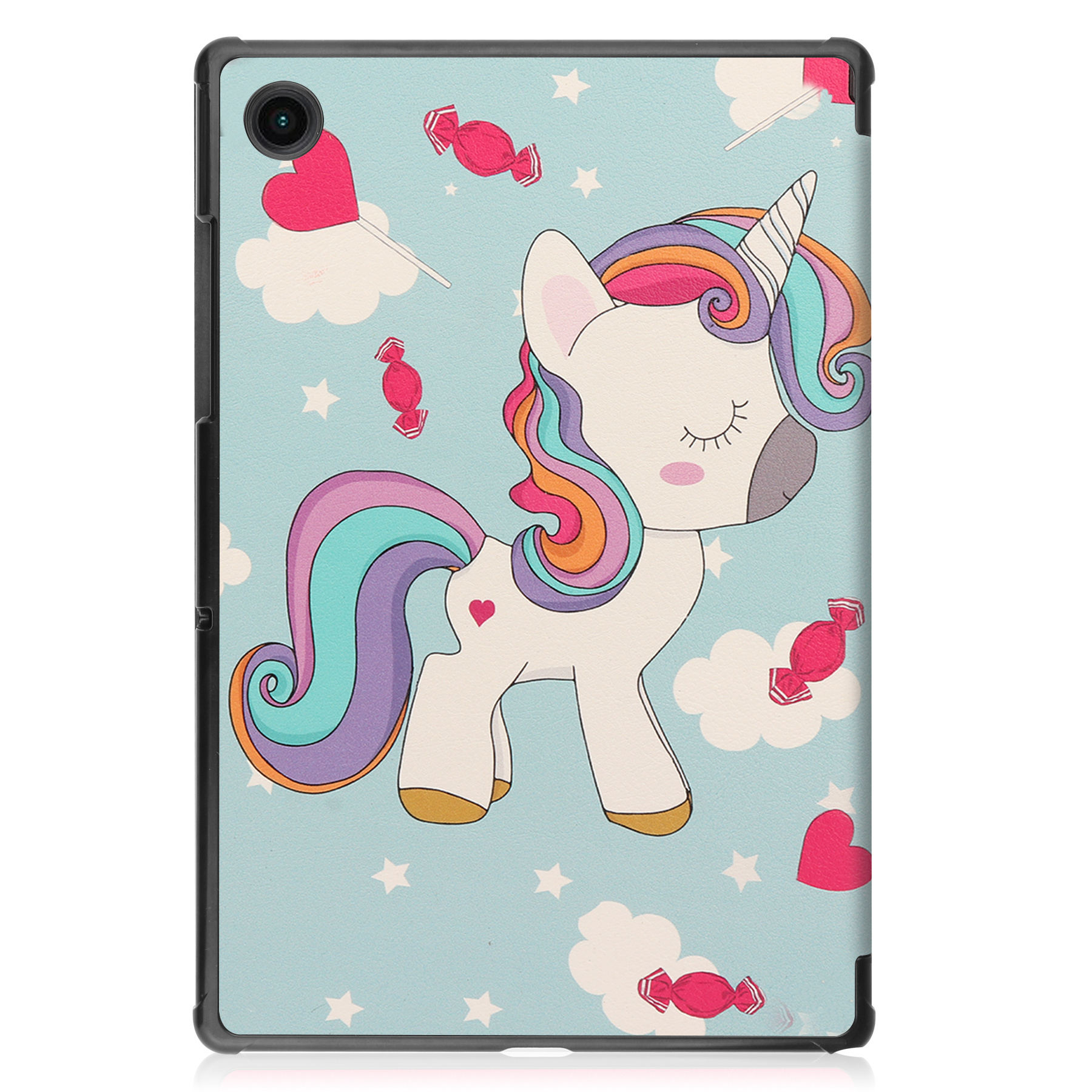 Nomfy Hoes Geschikt voor Samsung Galaxy Tab A8 Hoes Tri-fold Tablet Hoesje Case - Hoesje Geschikt voor Samsung Tab A8 Hoesje Hardcover Bookcase - Eenhoorn