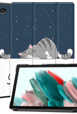 Nomfy Hoes Geschikt voor Samsung Galaxy Tab A8 Hoes Tri-fold Tablet Hoesje Case - Hoesje Geschikt voor Samsung Tab A8 Hoesje Hardcover Bookcase - Kat