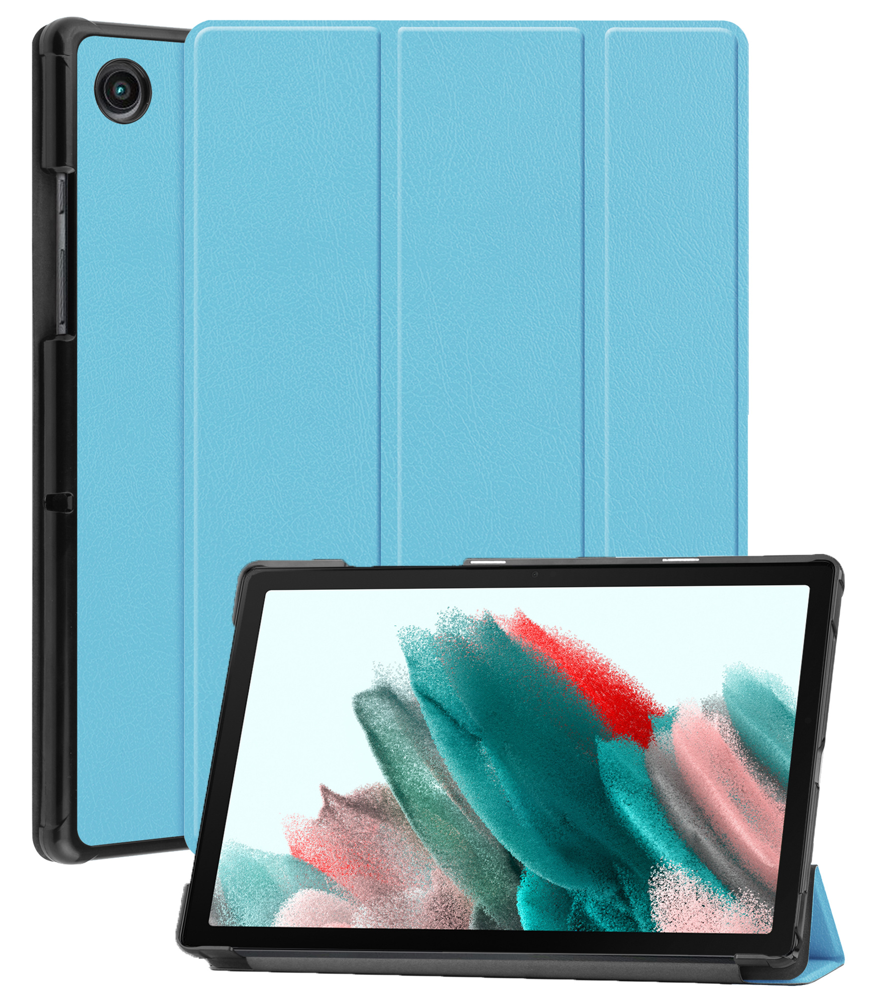 Nomfy Hoes Geschikt voor Samsung Galaxy Tab A8 Hoes Tri-fold Tablet Hoesje Case - Hoesje Geschikt voor Samsung Tab A8 Hoesje Hardcover Bookcase - Lichtblauw