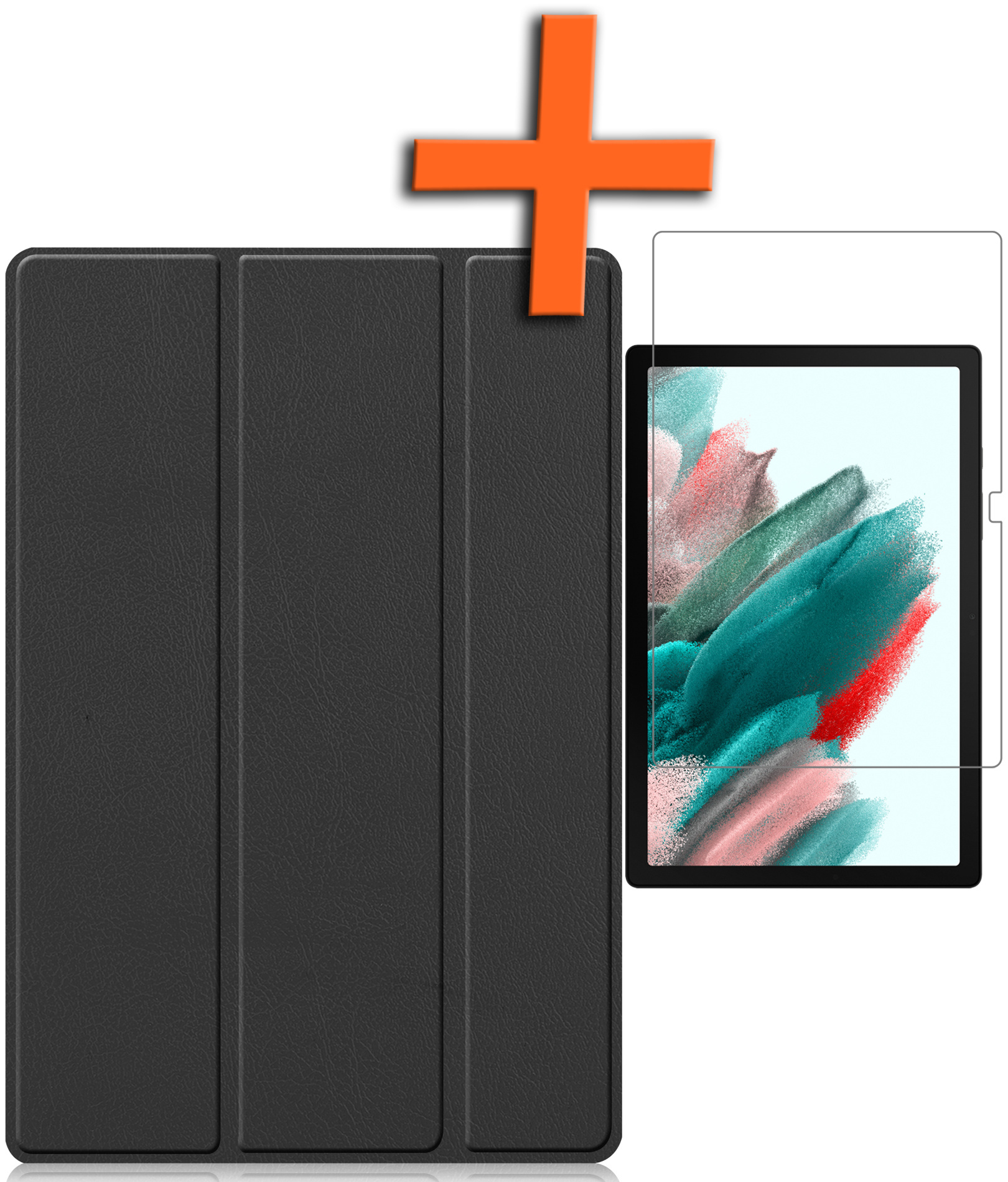Nomfy Hoes Geschikt voor Samsung Galaxy Tab A8 Hoes Tri-fold Tablet Hoesje Case Met Screenprotector - Hoesje Geschikt voor Samsung Tab A8 Hoesje Hardcover Bookcase - Zwart