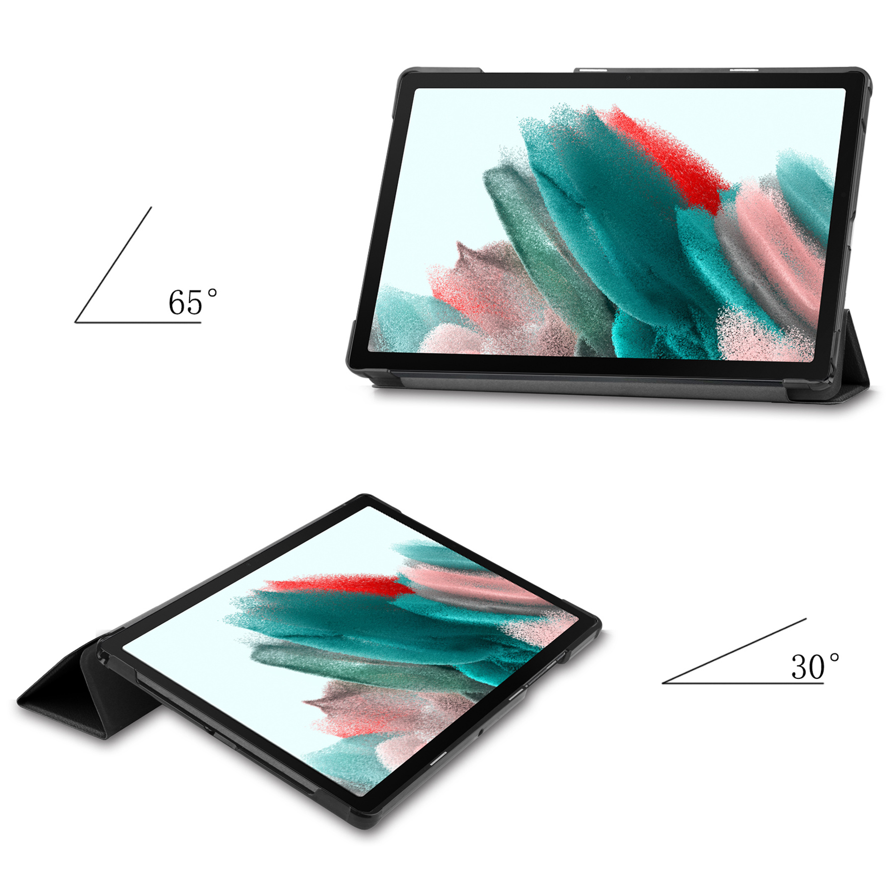 Nomfy Hoes Geschikt voor Samsung Galaxy Tab A8 Hoes Tri-fold Tablet Hoesje Case Met Screenprotector - Hoesje Geschikt voor Samsung Tab A8 Hoesje Hardcover Bookcase - Zwart