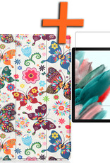 Nomfy Hoes Geschikt voor Samsung Galaxy Tab A8 Hoes Tri-fold Tablet Hoesje Case Met Screenprotector - Hoesje Geschikt voor Samsung Tab A8 Hoesje Hardcover Bookcase - Vlinders
