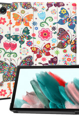Nomfy Hoes Geschikt voor Samsung Galaxy Tab A8 Hoes Tri-fold Tablet Hoesje Case Met Screenprotector - Hoesje Geschikt voor Samsung Tab A8 Hoesje Hardcover Bookcase - Vlinders
