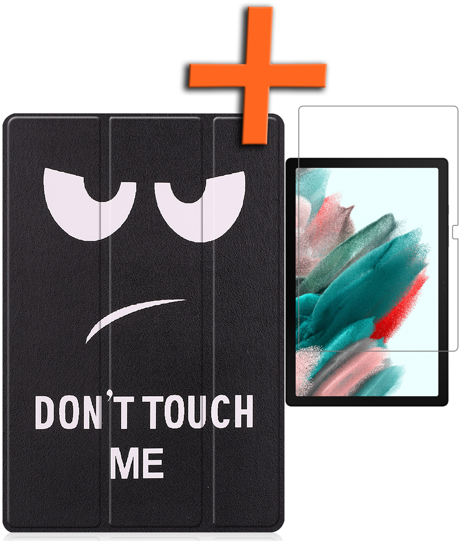 Nomfy Hoes Geschikt voor Samsung Galaxy Tab A8 Hoes Tri-fold Tablet Hoesje Case Met Screenprotector - Hoesje Geschikt voor Samsung Tab A8 Hoesje Hardcover Bookcase - Don't Touch Me