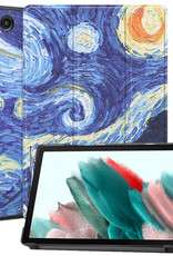 Nomfy Hoes Geschikt voor Samsung Galaxy Tab A8 Hoes Tri-fold Tablet Hoesje Case Met Screenprotector - Hoesje Geschikt voor Samsung Tab A8 Hoesje Hardcover Bookcase - Sterrenhemel