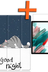 Nomfy Hoes Geschikt voor Samsung Galaxy Tab A8 Hoes Tri-fold Tablet Hoesje Case Met Screenprotector - Hoesje Geschikt voor Samsung Tab A8 Hoesje Hardcover Bookcase - Kat