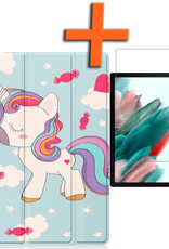 Nomfy Hoes Geschikt voor Samsung Galaxy Tab A8 Hoes Tri-fold Tablet Hoesje Case Met Screenprotector - Hoesje Geschikt voor Samsung Tab A8 Hoesje Hardcover Bookcase - Eenhoorn