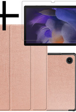 NoXx Hoesje Geschikt voor Samsung Galaxy Tab A8 Hoesje Case Hard Cover Hoes Book Case Met Screenprotector - Rosé goud