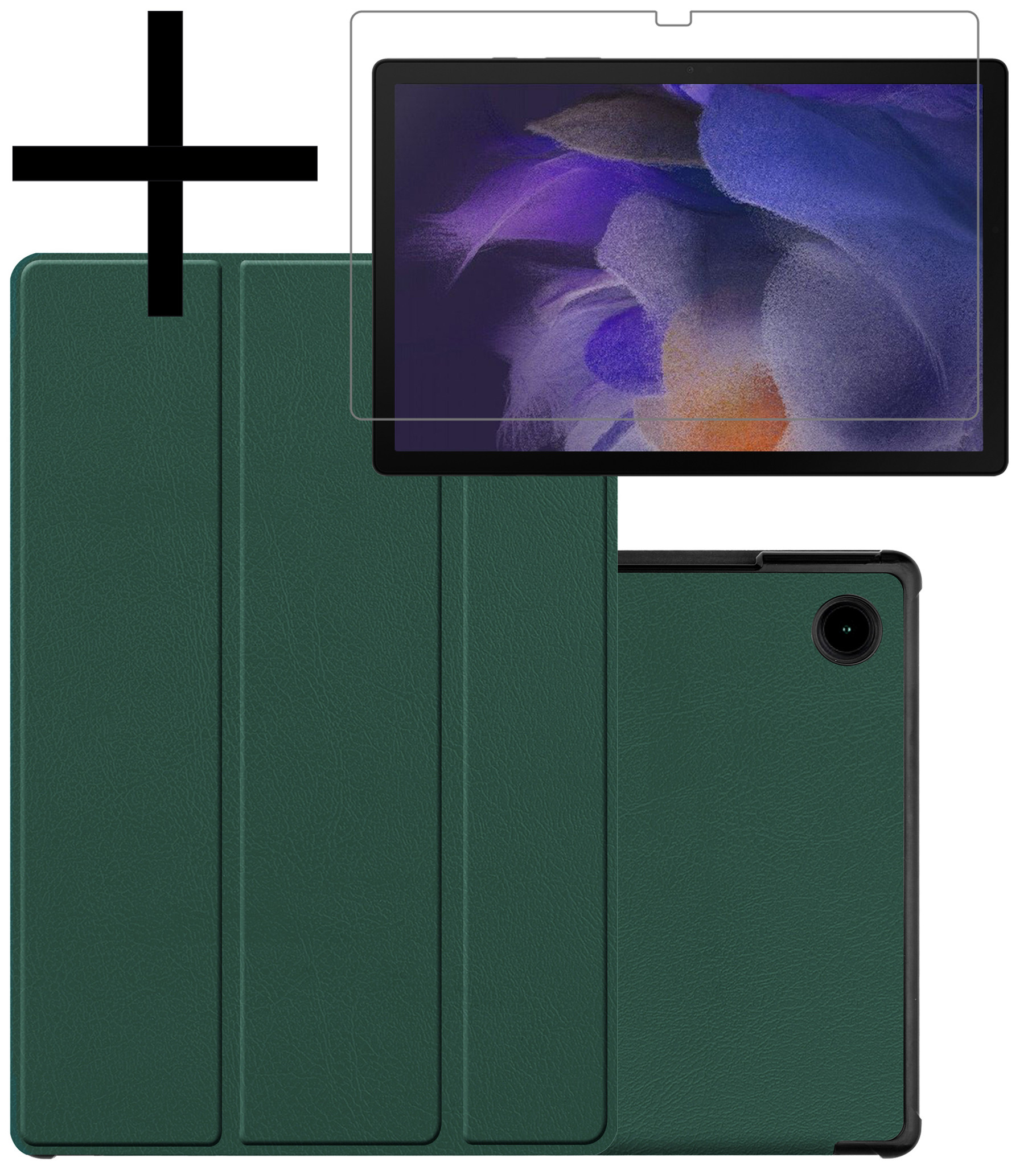 NoXx Hoesje Geschikt voor Samsung Galaxy Tab A8 Hoesje Case Hard Cover Hoes Book Case Met Screenprotector - Donkergroen
