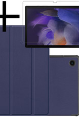 NoXx Hoesje Geschikt voor Samsung Galaxy Tab A8 Hoesje Case Hard Cover Hoes Book Case Met Screenprotector - Donkerblauw