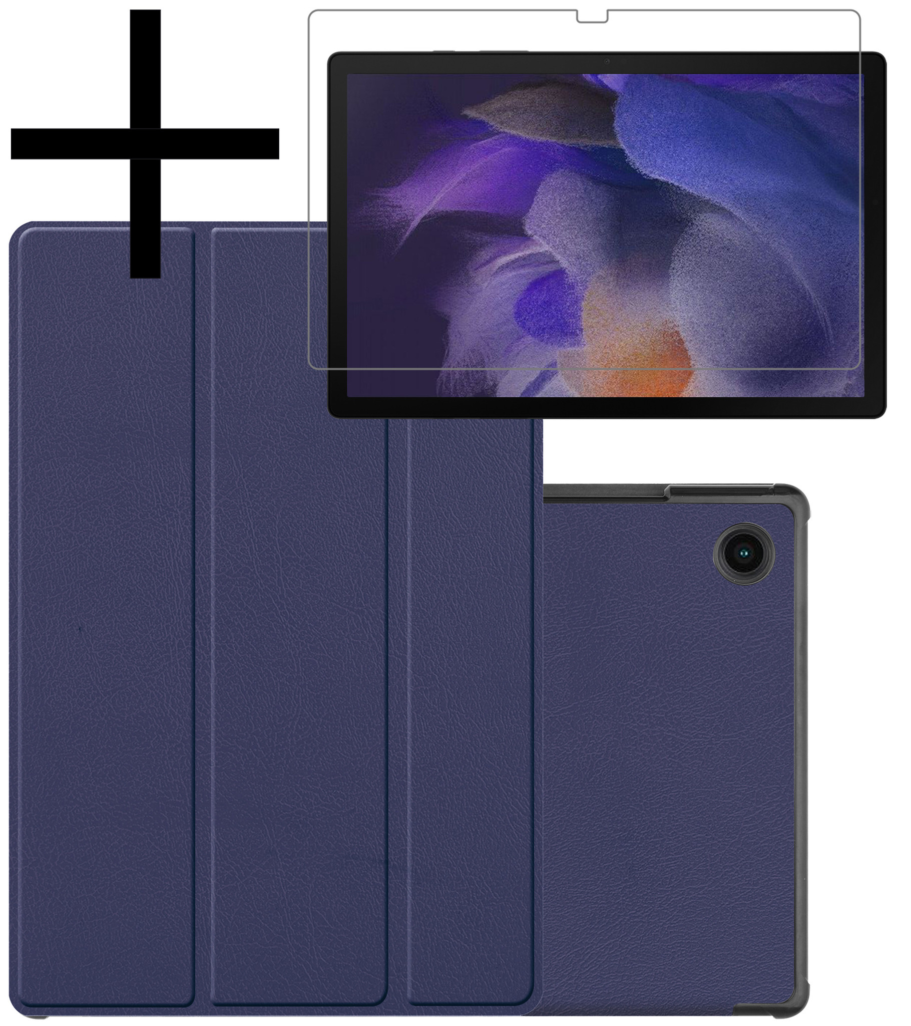 NoXx Hoesje Geschikt voor Samsung Galaxy Tab A8 Hoesje Case Hard Cover Hoes Book Case Met Screenprotector - Donkerblauw
