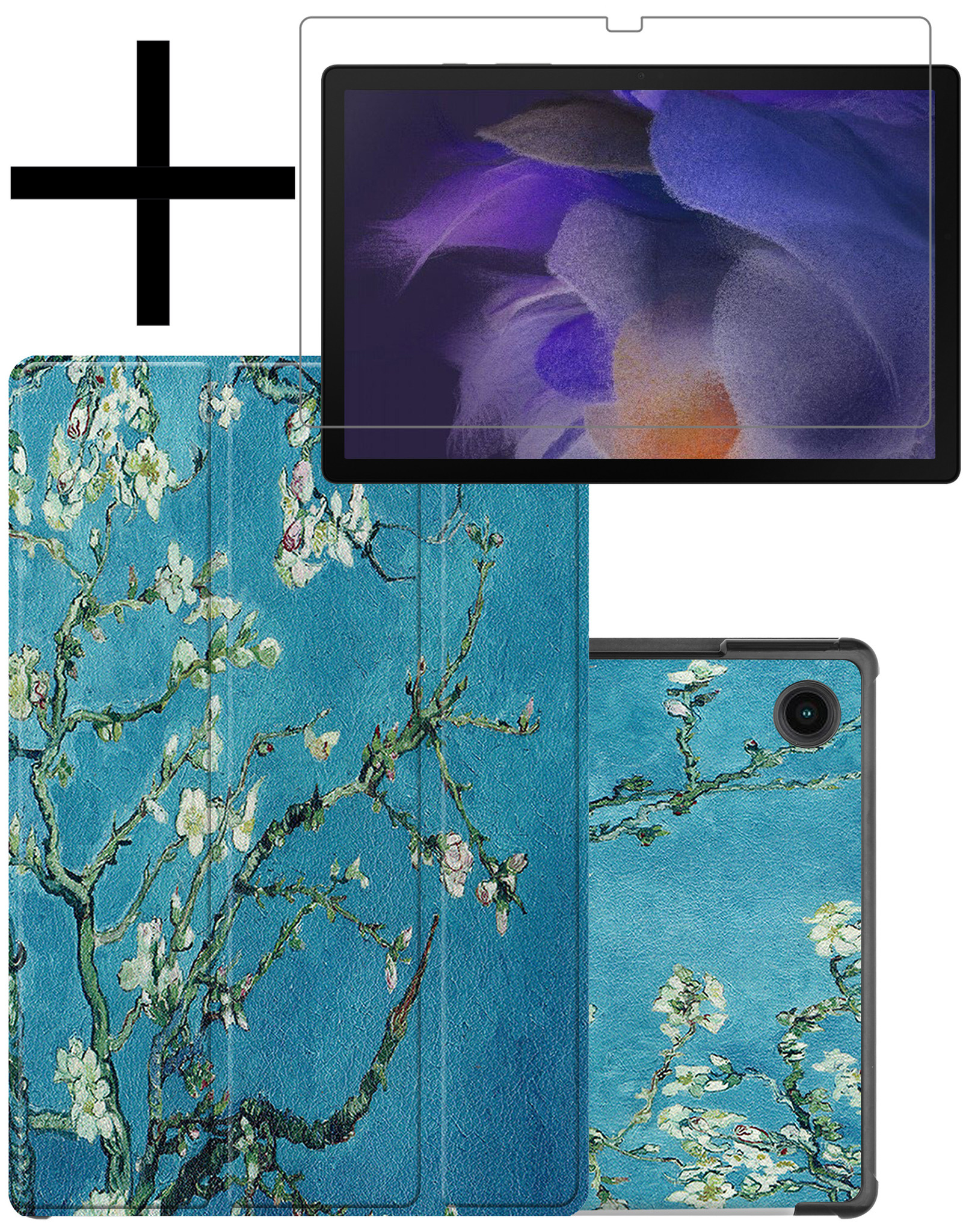 NoXx Hoesje Geschikt voor Samsung Galaxy Tab A8 Hoesje Case Hard Cover Hoes Book Case Met Screenprotector - Bloesem