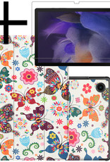 NoXx Hoesje Geschikt voor Samsung Galaxy Tab A8 Hoesje Case Hard Cover Hoes Book Case Met Screenprotector - Vlinders