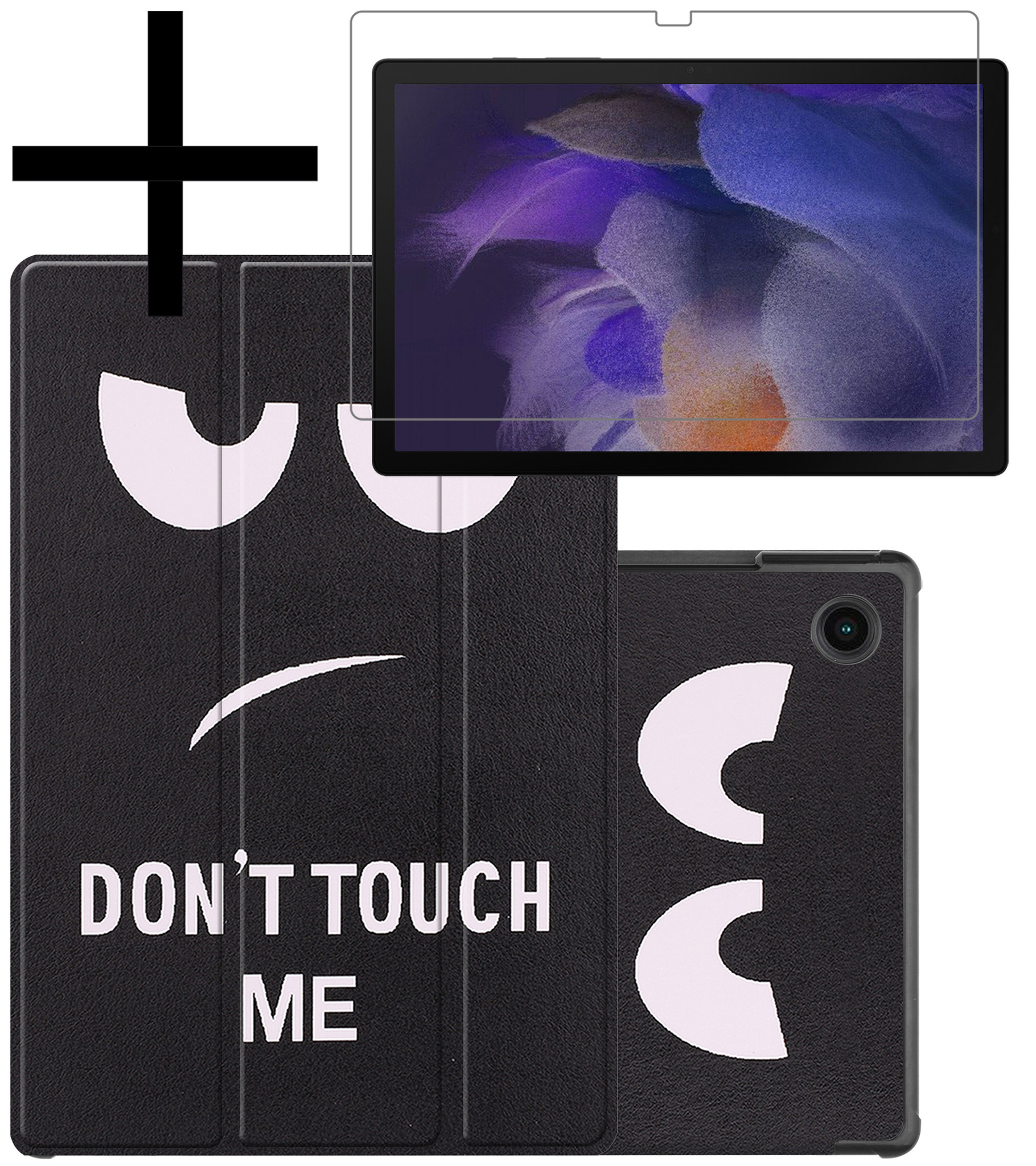 NoXx Hoesje Geschikt voor Samsung Galaxy Tab A8 Hoesje Case Hard Cover Hoes Book Case Met Screenprotector - Don't Touch Me