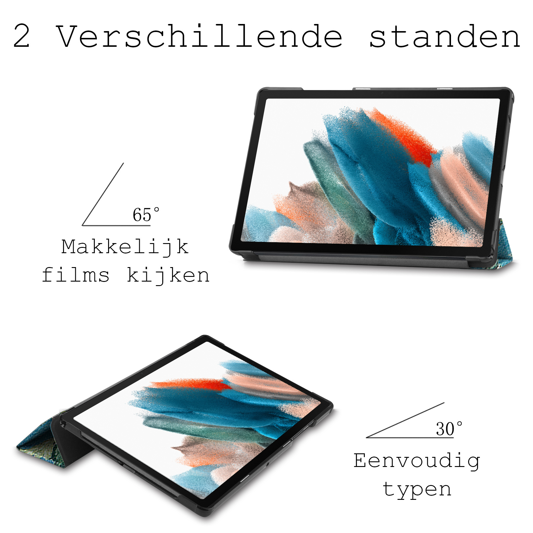 BASEY. Hoesje Geschikt voor Samsung Galaxy Tab A8 Hoes Case Tablet Hoesje Tri-fold Met Screenprotector - Hoes Geschikt voor Samsung Tab A8 Hoesje Hard Cover Bookcase Hoes - Bloesem