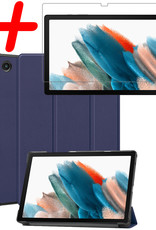 BASEY. Hoesje Geschikt voor Samsung Galaxy Tab A8 Hoes Case Tablet Hoesje Tri-fold Met Screenprotector - Hoes Geschikt voor Samsung Tab A8 Hoesje Hard Cover Bookcase Hoes - Donkerblauw