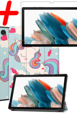 BASEY. Hoesje Geschikt voor Samsung Galaxy Tab A8 Hoes Case Tablet Hoesje Tri-fold Met Screenprotector - Hoes Geschikt voor Samsung Tab A8 Hoesje Hard Cover Bookcase Hoes - Eenhoorn