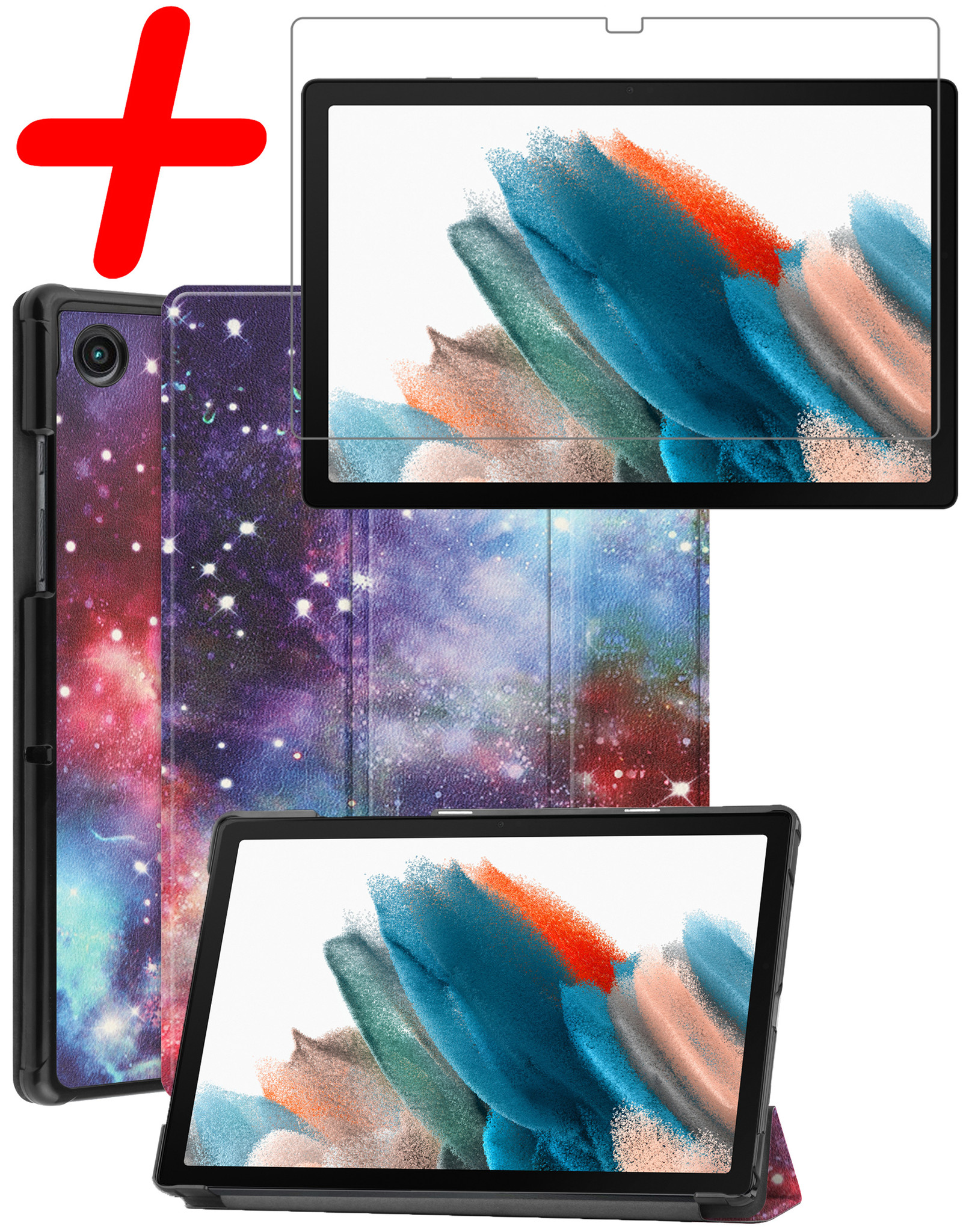 BASEY. Hoesje Geschikt voor Samsung Galaxy Tab A8 Hoes Case Tablet Hoesje Tri-fold Met Screenprotector - Hoes Geschikt voor Samsung Tab A8 Hoesje Hard Cover Bookcase Hoes - Galaxy