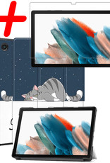 BASEY. Hoesje Geschikt voor Samsung Galaxy Tab A8 Hoes Case Tablet Hoesje Tri-fold Met Screenprotector - Hoes Geschikt voor Samsung Tab A8 Hoesje Hard Cover Bookcase Hoes - Kat