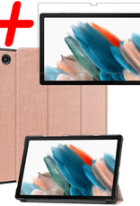 BASEY. Hoesje Geschikt voor Samsung Galaxy Tab A8 Hoes Case Tablet Hoesje Tri-fold Met Screenprotector - Hoes Geschikt voor Samsung Tab A8 Hoesje Hard Cover Bookcase Hoes - Rosé goud