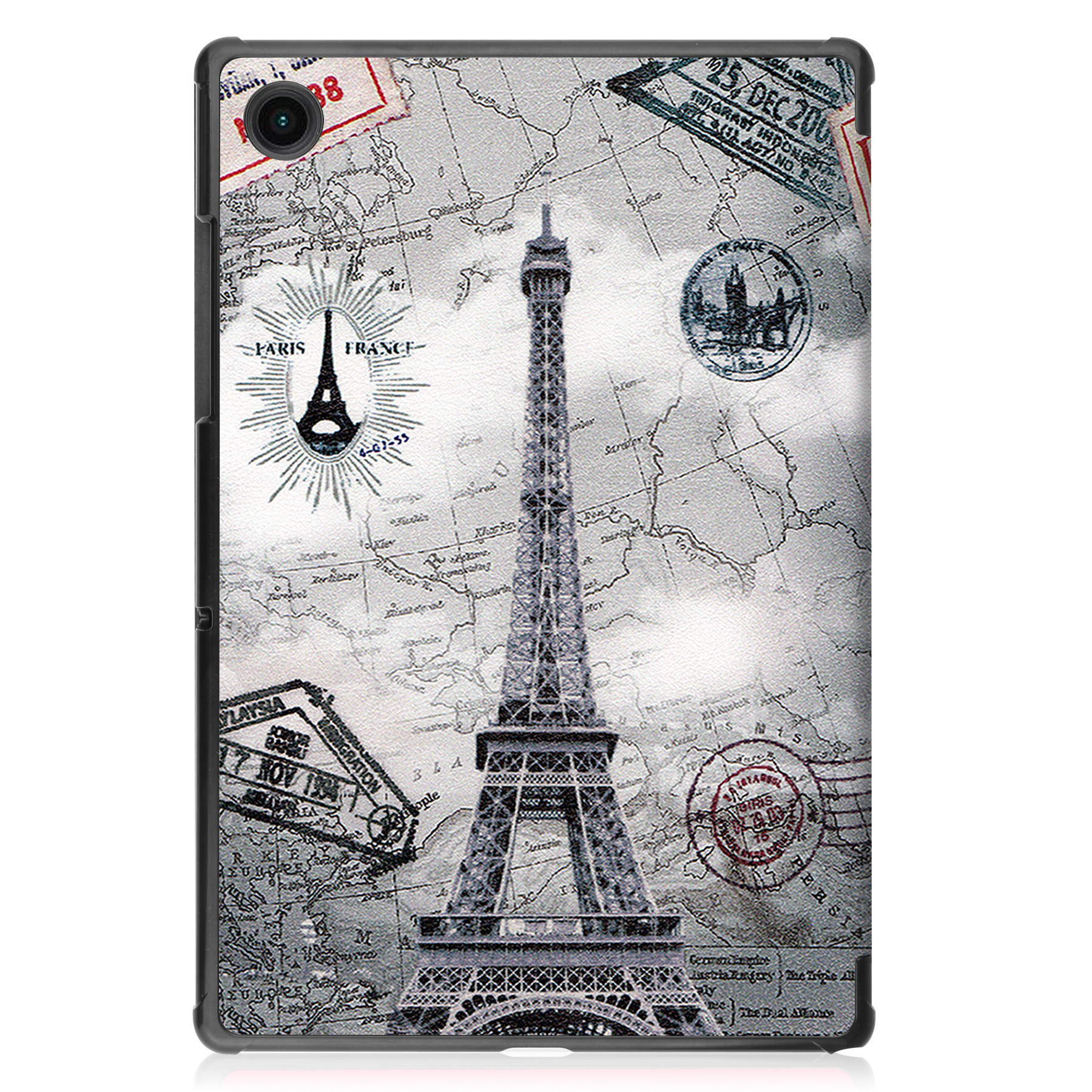 BASEY. Hoesje Geschikt voor Samsung Galaxy Tab A8 Hoes Case Tablet Hoesje Tri-fold - Hoes Geschikt voor Samsung Tab A8 Hoesje Hard Cover Bookcase Hoes - Eiffeltoren