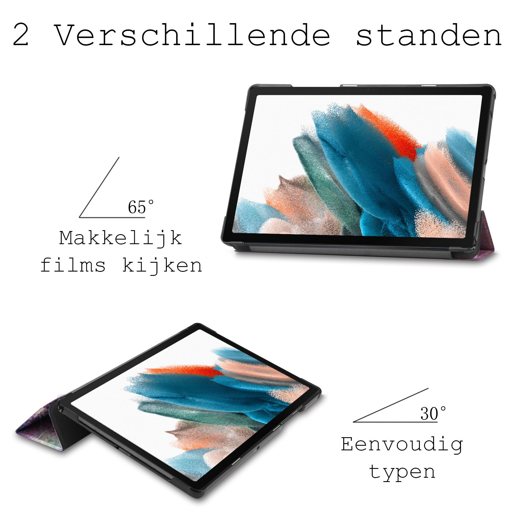 BASEY. Hoesje Geschikt voor Samsung Galaxy Tab A8 Hoes Case Tablet Hoesje Tri-fold - Hoes Geschikt voor Samsung Tab A8 Hoesje Hard Cover Bookcase Hoes - Galaxy