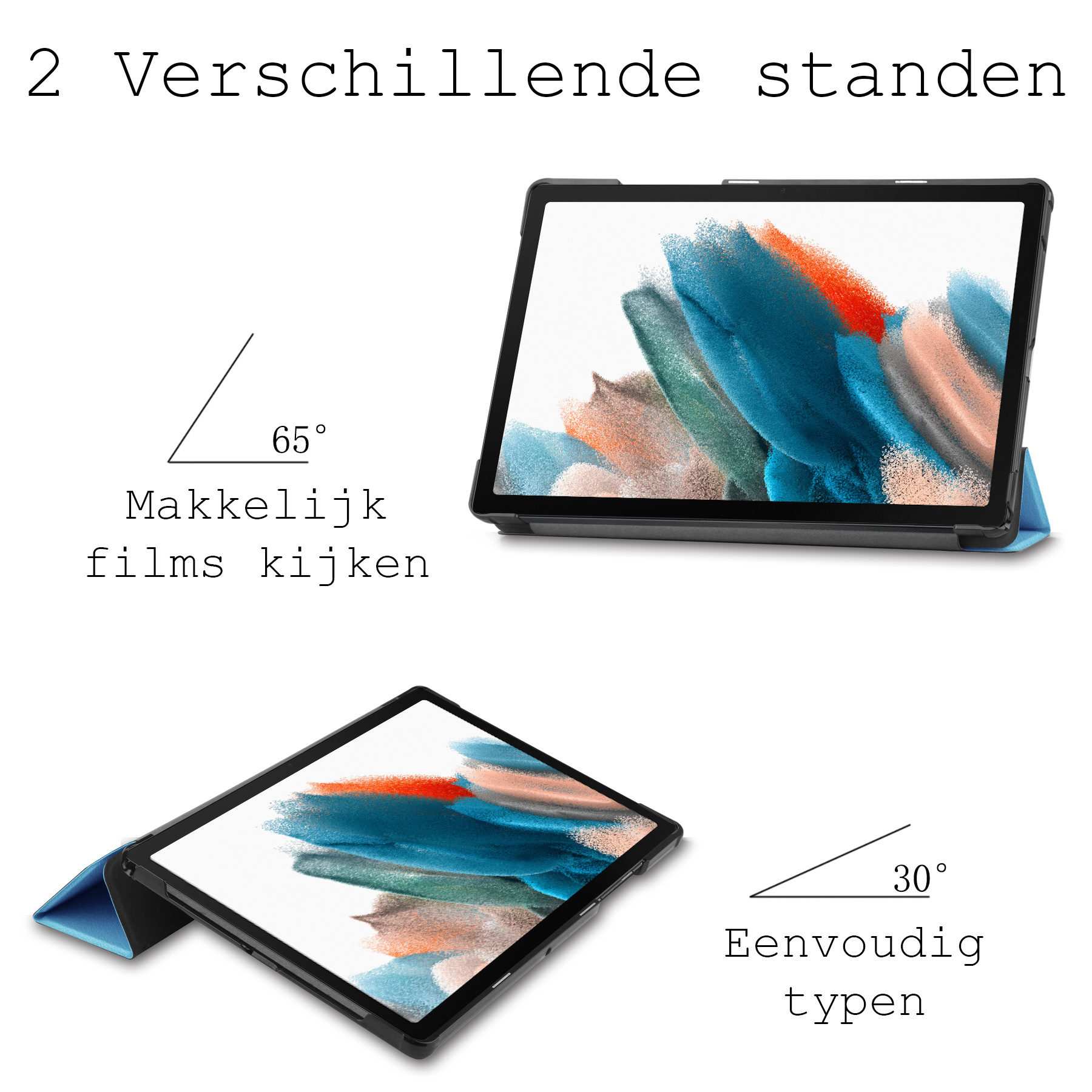 BASEY. Hoesje Geschikt voor Samsung Galaxy Tab A8 Hoes Case Tablet Hoesje Tri-fold - Hoes Geschikt voor Samsung Tab A8 Hoesje Hard Cover Bookcase Hoes - Lichtblauw