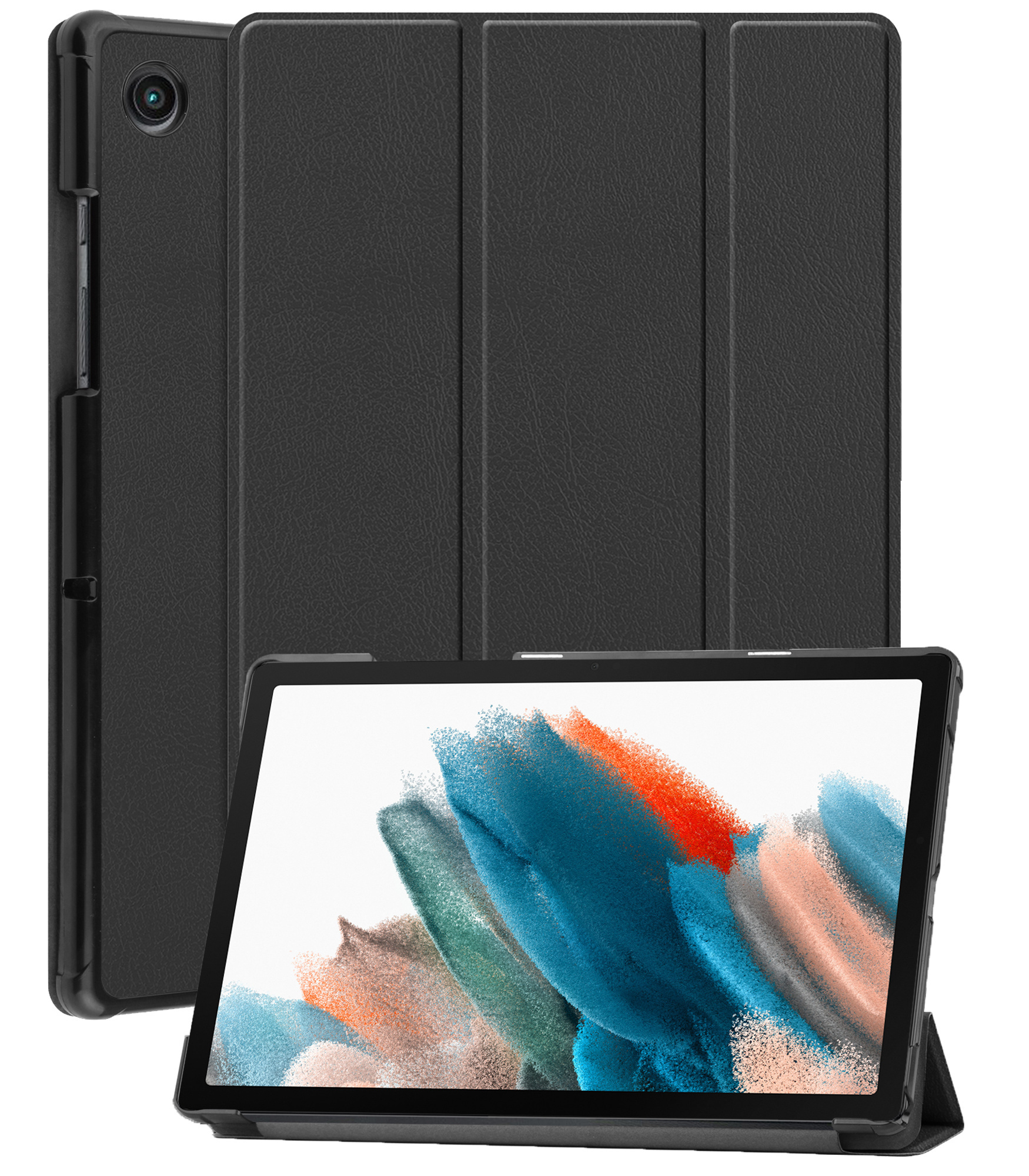 BASEY. Hoesje Geschikt voor Samsung Galaxy Tab A8 Hoes Case Tablet Hoesje Tri-fold - Hoes Geschikt voor Samsung Tab A8 Hoesje Hard Cover Bookcase Hoes - Zwart