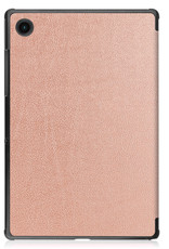 Nomfy Hoes Geschikt voor Samsung Galaxy Tab A8 Hoes Tri-fold Tablet Hoesje Case - Hoesje Geschikt voor Samsung Tab A8 Hoesje Hardcover Bookcase - Rosé goud