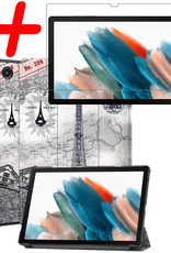 BASEY. Hoesje Geschikt voor Samsung Galaxy Tab A8 Hoes Case Tablet Hoesje Tri-fold Met Screenprotector - Hoes Geschikt voor Samsung Tab A8 Hoesje Hard Cover Bookcase Hoes - Eiffeltoren