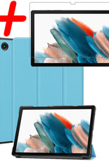 BASEY. Hoesje Geschikt voor Samsung Galaxy Tab A8 Hoes Case Tablet Hoesje Tri-fold Met Screenprotector - Hoes Geschikt voor Samsung Tab A8 Hoesje Hard Cover Bookcase Hoes - Lichtblauw