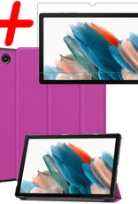 BASEY. Hoesje Geschikt voor Samsung Galaxy Tab A8 Hoes Case Tablet Hoesje Tri-fold Met Screenprotector - Hoes Geschikt voor Samsung Tab A8 Hoesje Hard Cover Bookcase Hoes - Paars