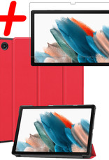 BASEY. Hoesje Geschikt voor Samsung Galaxy Tab A8 Hoes Case Tablet Hoesje Tri-fold Met Screenprotector - Hoes Geschikt voor Samsung Tab A8 Hoesje Hard Cover Bookcase Hoes - Rood