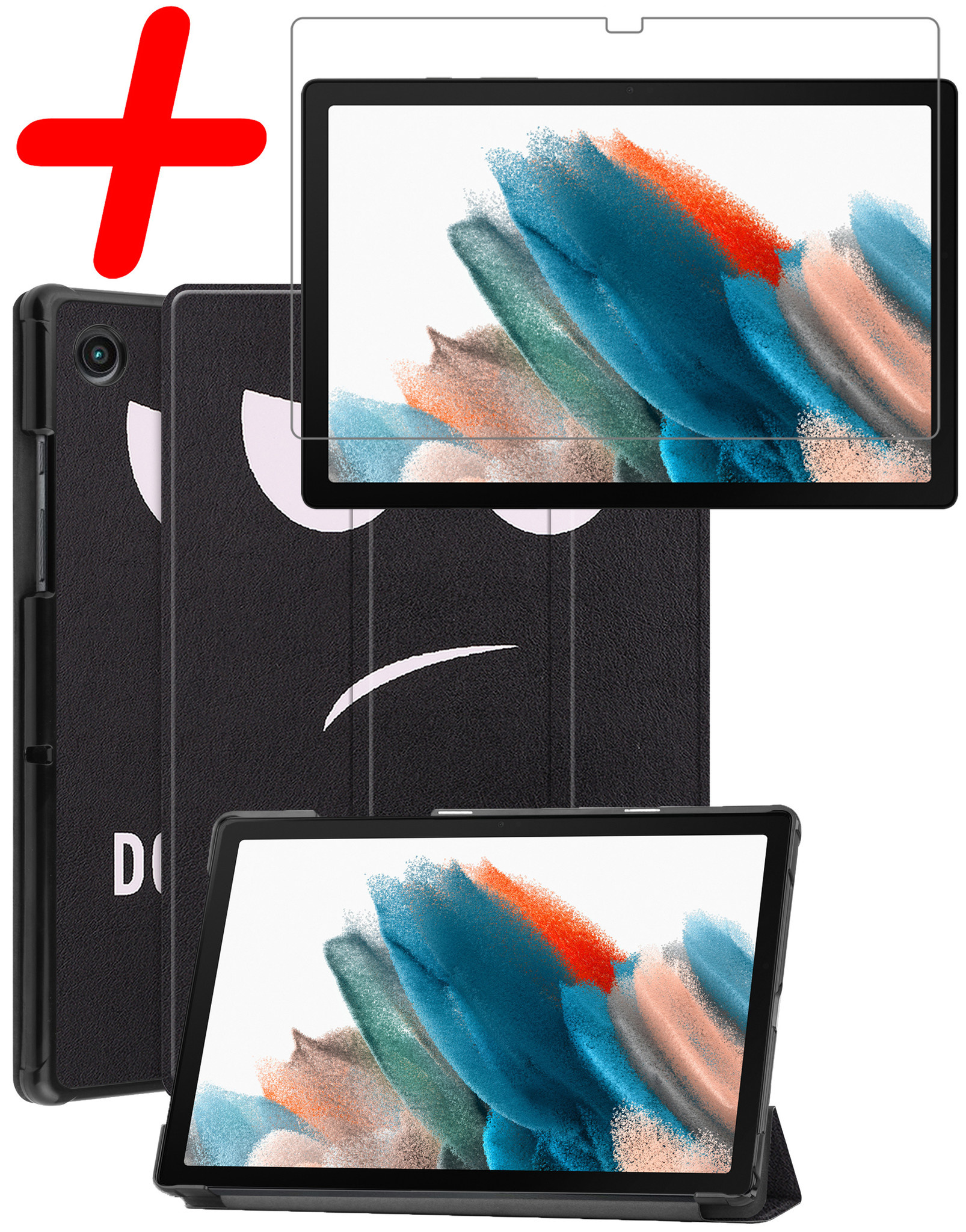 BASEY. Hoesje Geschikt voor Samsung Galaxy Tab A8 Hoes Case Tablet Hoesje Tri-fold Met Screenprotector - Hoes Geschikt voor Samsung Tab A8 Hoesje Hard Cover Bookcase Hoes - Don't Touch Me