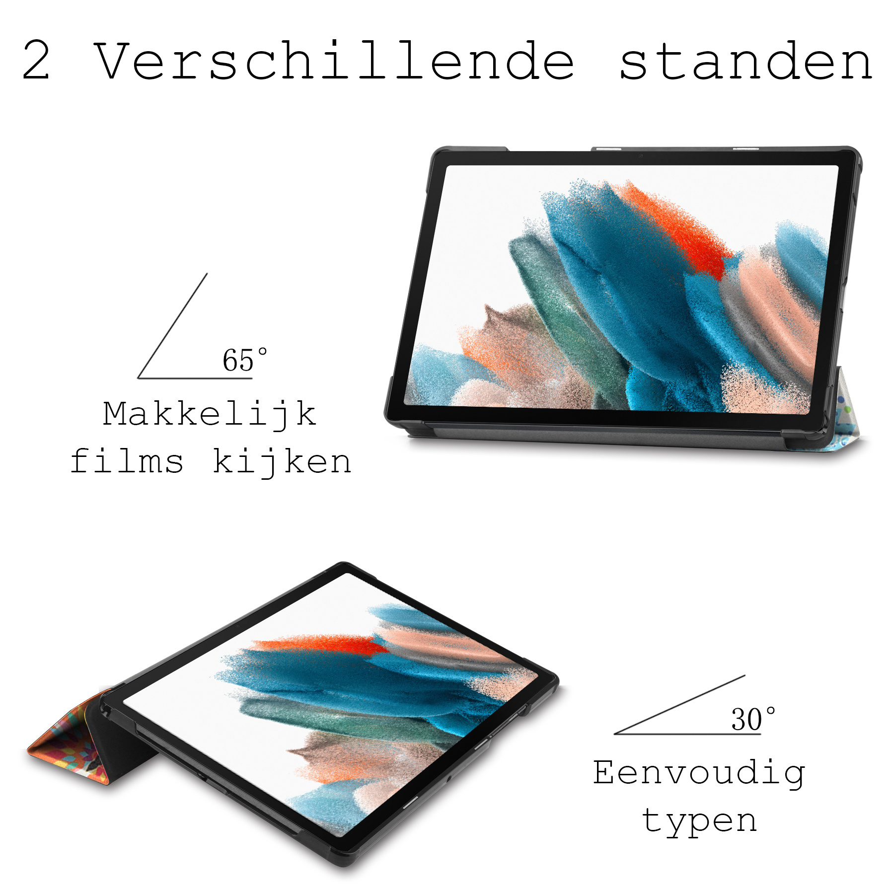 BASEY. Hoesje Geschikt voor Samsung Galaxy Tab A8 Hoes Case Tablet Hoesje Tri-fold Met Screenprotector - Hoes Geschikt voor Samsung Tab A8 Hoesje Hard Cover Bookcase Hoes - Vlinders