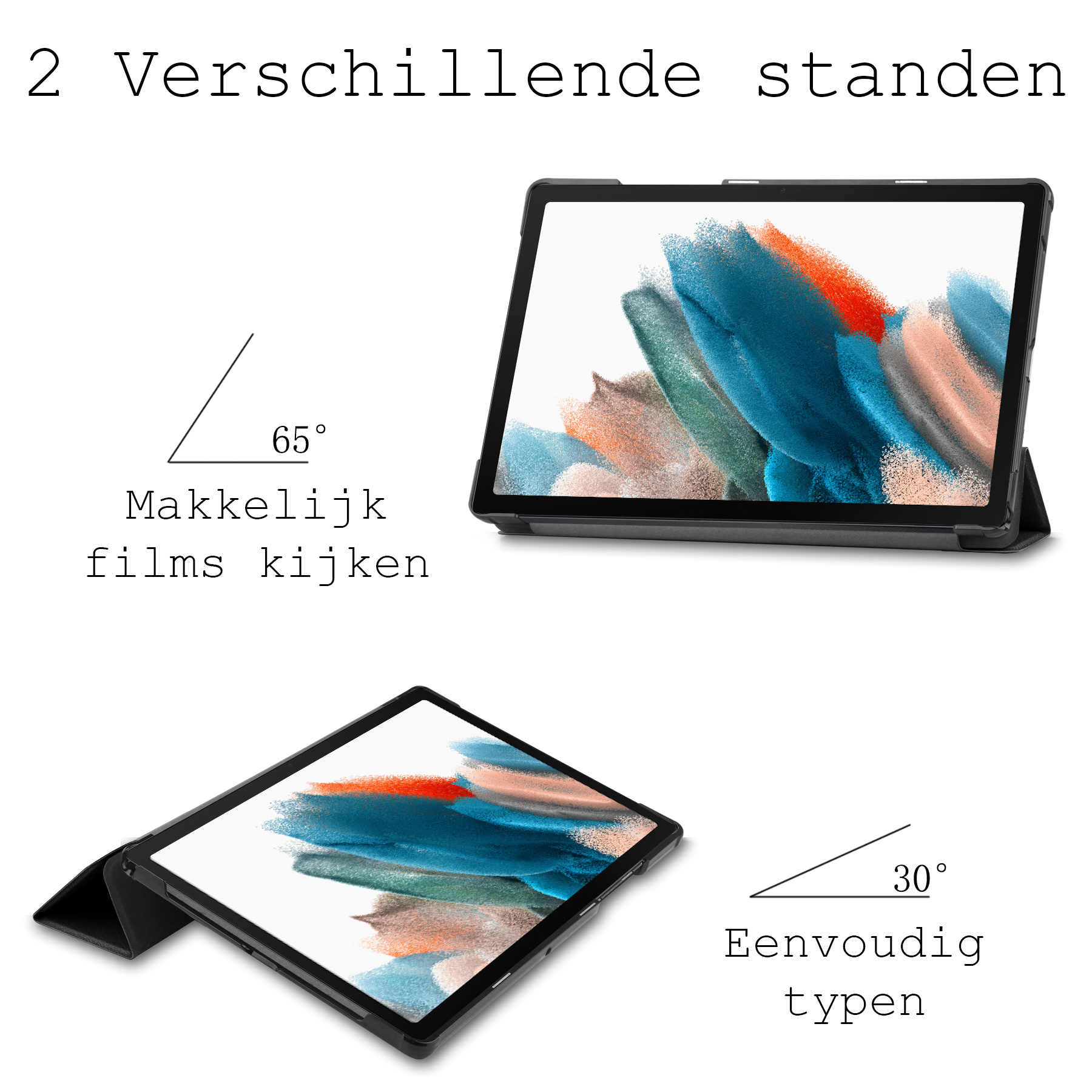 BASEY. Hoesje Geschikt voor Samsung Galaxy Tab A8 Hoes Case Tablet Hoesje Tri-fold Met Screenprotector - Hoes Geschikt voor Samsung Tab A8 Hoesje Hard Cover Bookcase Hoes - Zwart