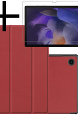 NoXx Hoesje Geschikt voor Samsung Galaxy Tab A8 Hoesje Case Hard Cover Hoes Book Case Met Screenprotector - Donkerrood